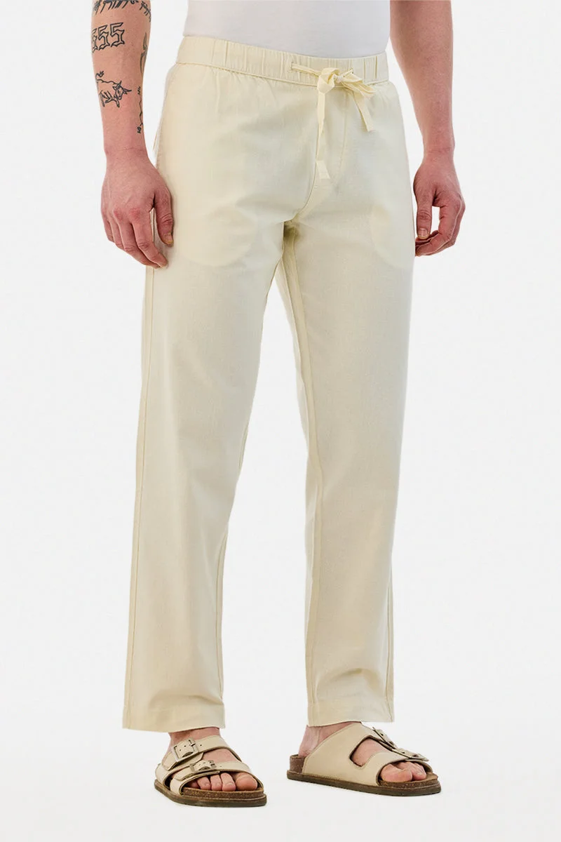 Snitch Cream Linen Blend Baggy Trousers for Men | Best Price UAE